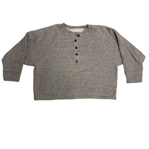 Madewell MWL Gray Cropped Betterterry Henley Sweatshirt Size Small